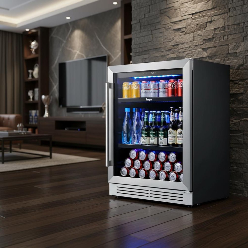 32" X 24" Silver Stainless Steel Single Compartment Can Beverage Refrigerator
