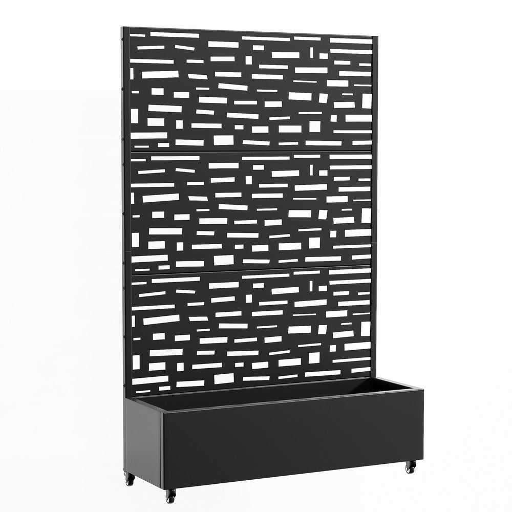 71" X 47" Black Galvanized Metal Rectangular Planter Box