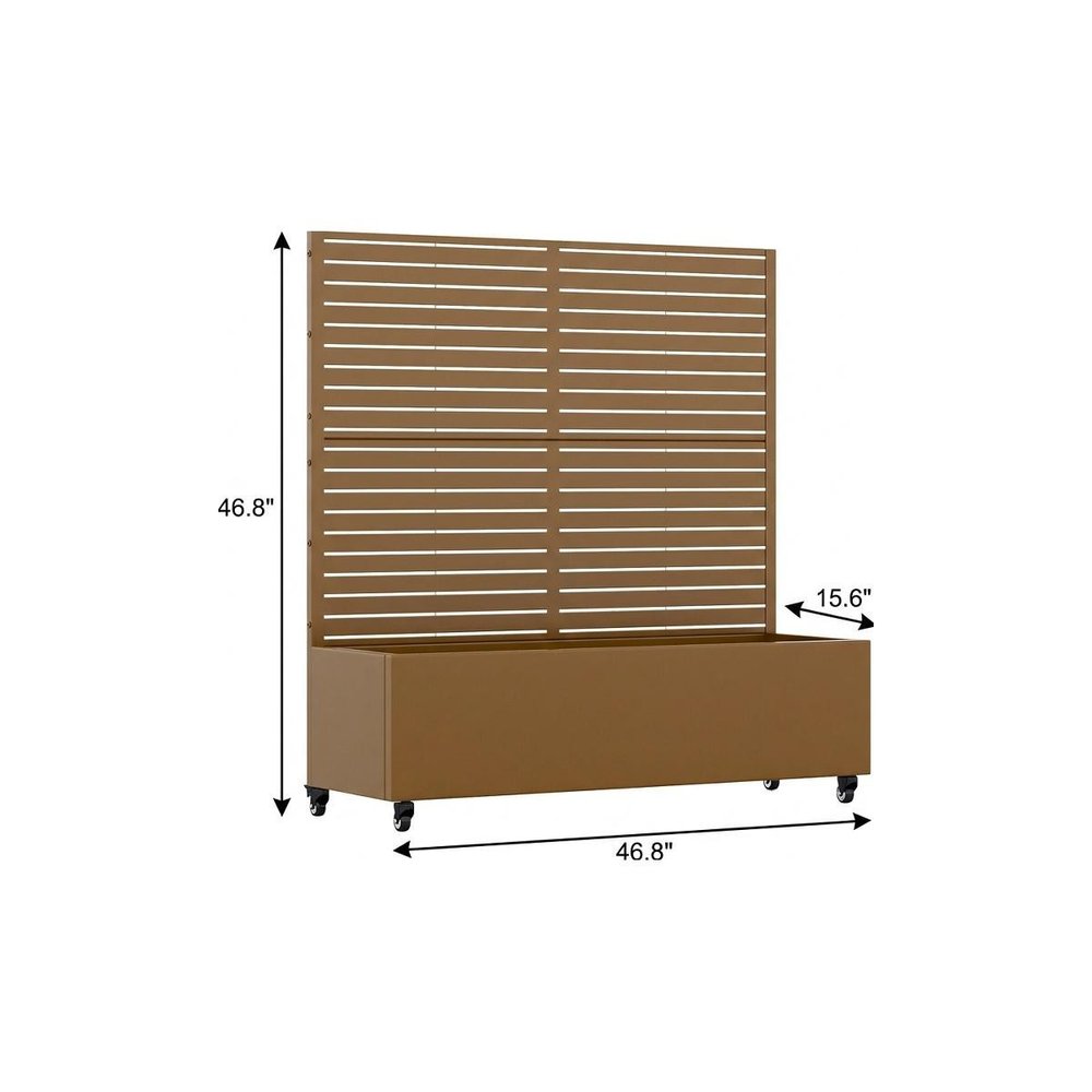 47" X 47" Brown Galvanized Metal Rectangular Planter Box