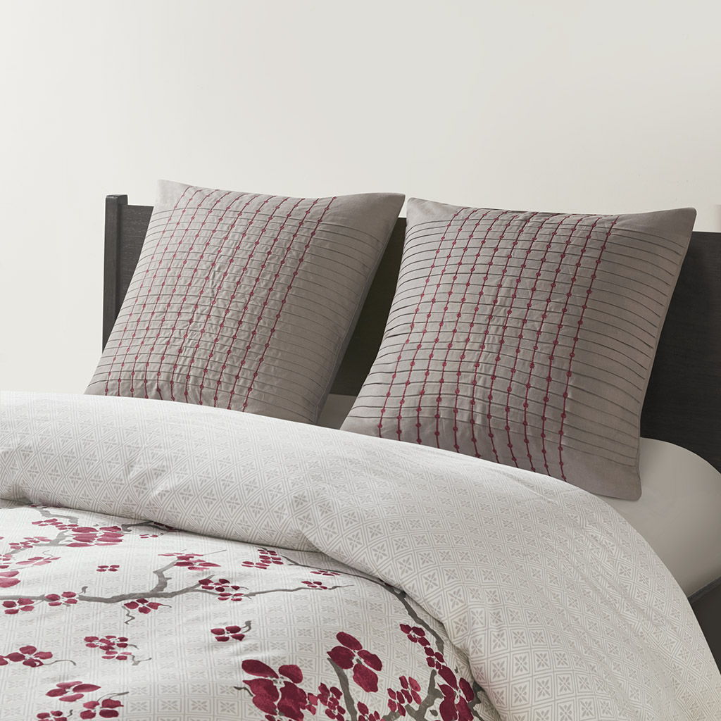 Cherry Blossom - Euro Sham - Gray