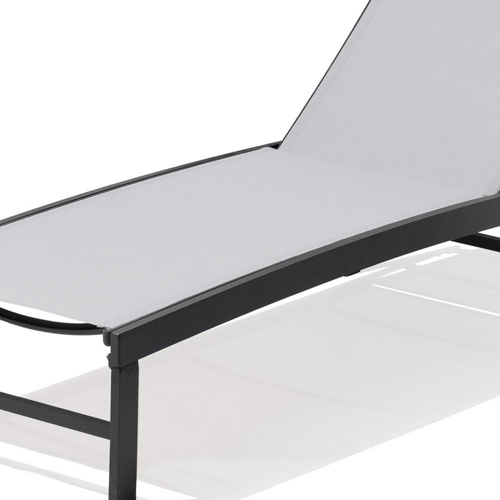 58" Light Gray Metal Five Position Adjustable Outdoor Chaise Lounge