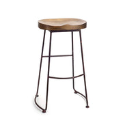 30" Brown and Black Wood and Steel Bar Height Bar Chair