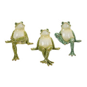 Set of Three Green Heavy Duty Plastic Frog Garden Accents Accessories