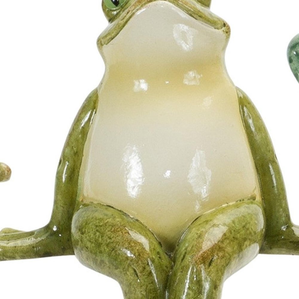 Set of Three Green Heavy Duty Plastic Frog Garden Accents Accessories