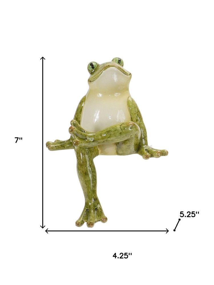 Set of Three Green Heavy Duty Plastic Frog Garden Accents Accessories