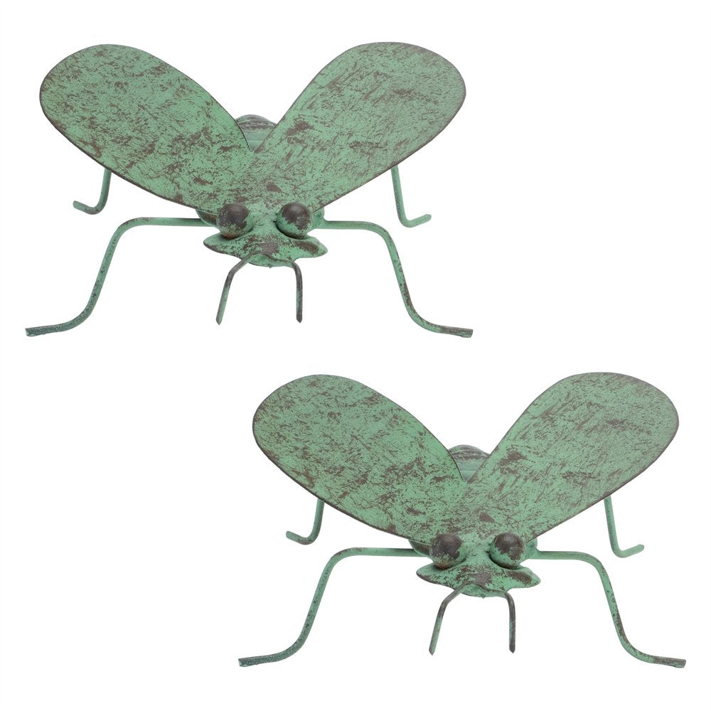 Set of Two Green Iron Garden Hanging Wall or Door Decor