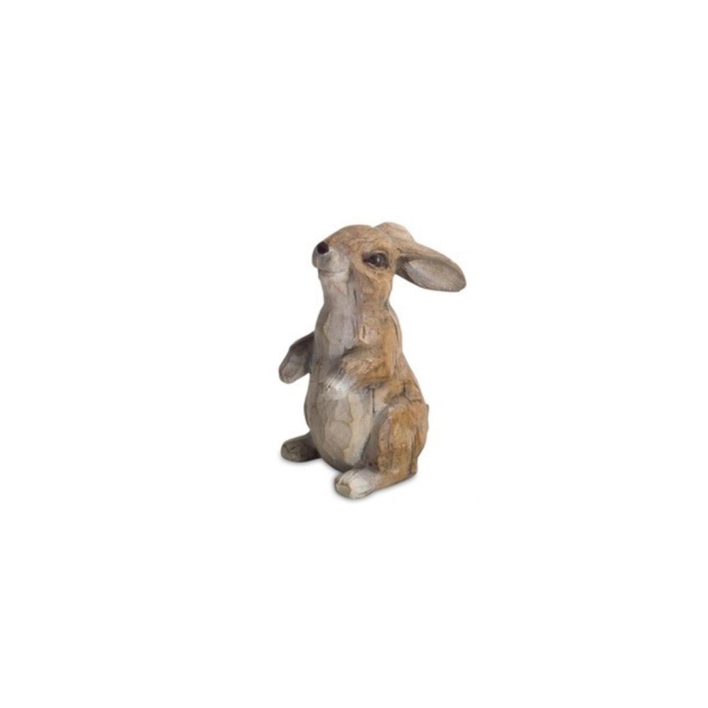 Set of Six Brown Cement Rabbit Outdoor Statue