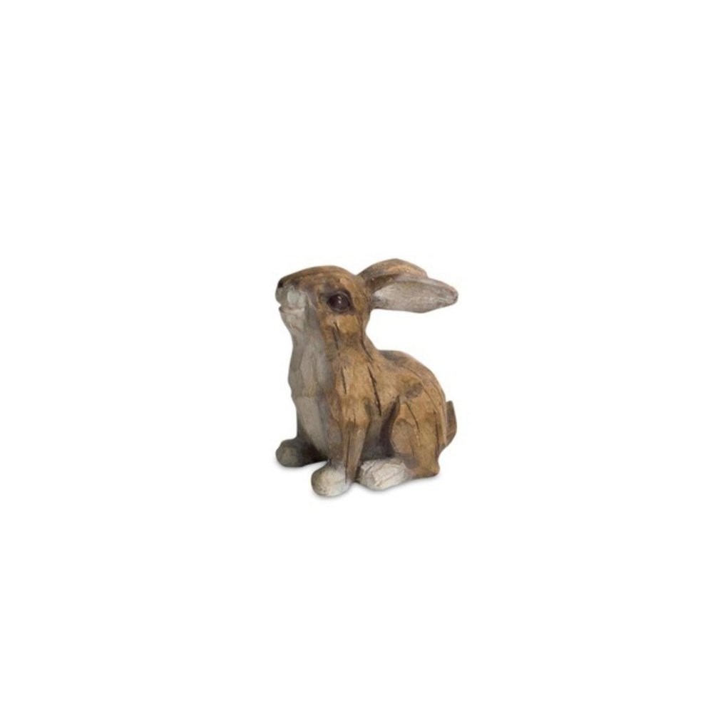 Set of Six Brown Cement Rabbit Outdoor Statue
