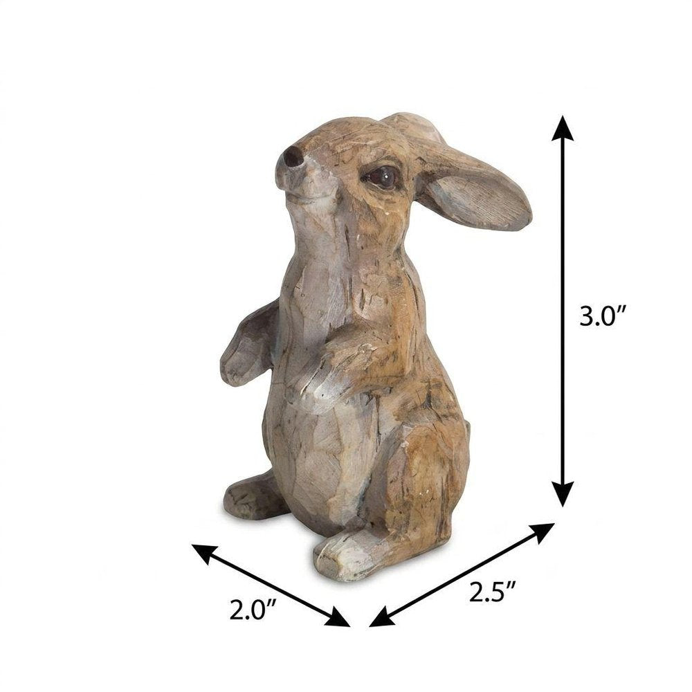 Set of Six Brown Cement Rabbit Outdoor Statue