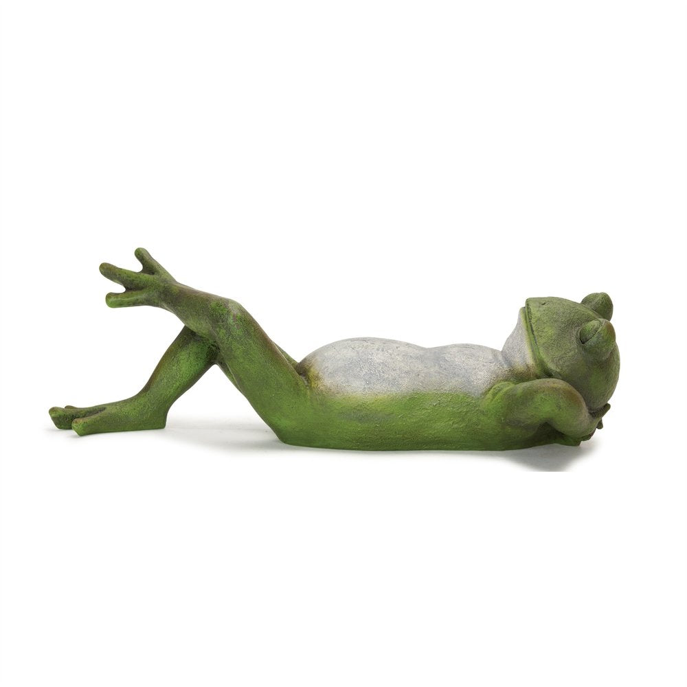 Set of Three Green Ceramic Frog Outdoor Statue