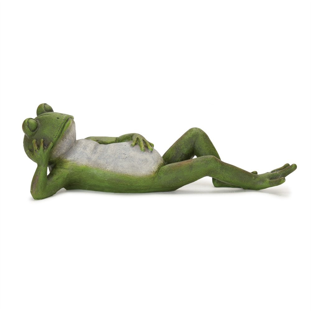 Set of Three Green Ceramic Frog Outdoor Statue