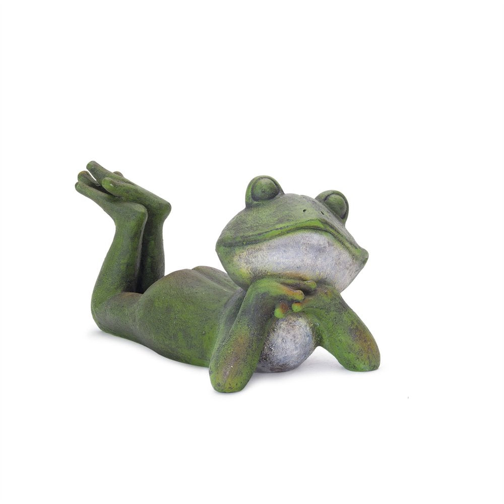Set of Three Green Ceramic Frog Outdoor Statue