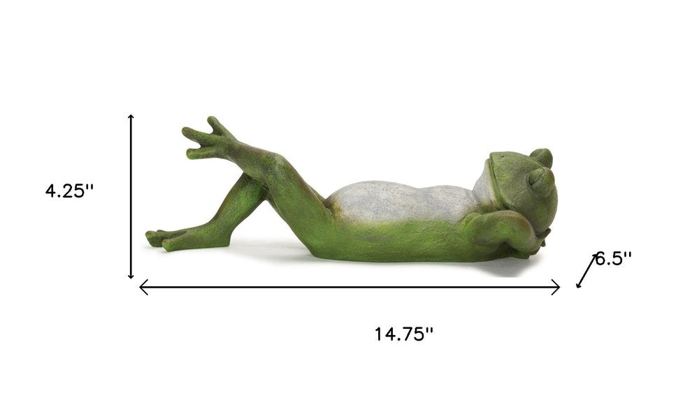 Set of Three Green Ceramic Frog Outdoor Statue