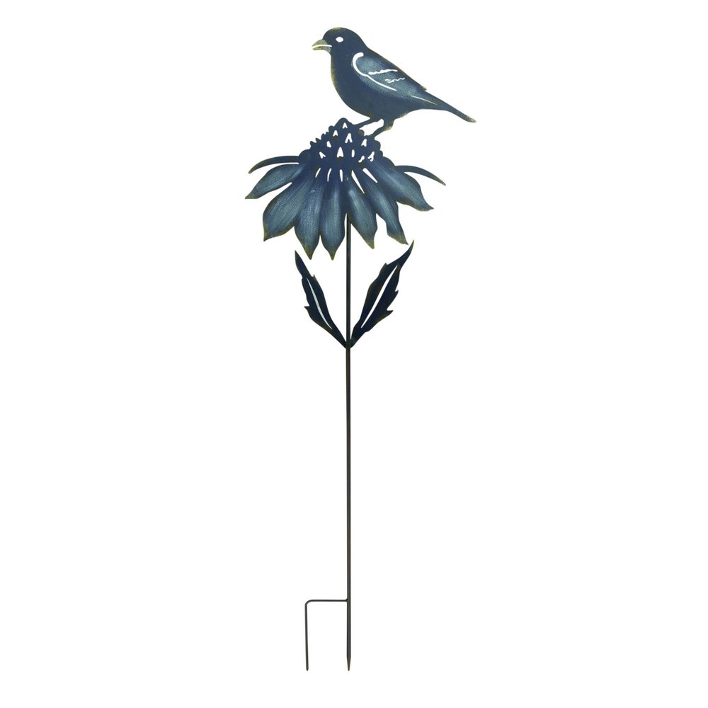 Set of Two Blue Iron Birds Garden Stake