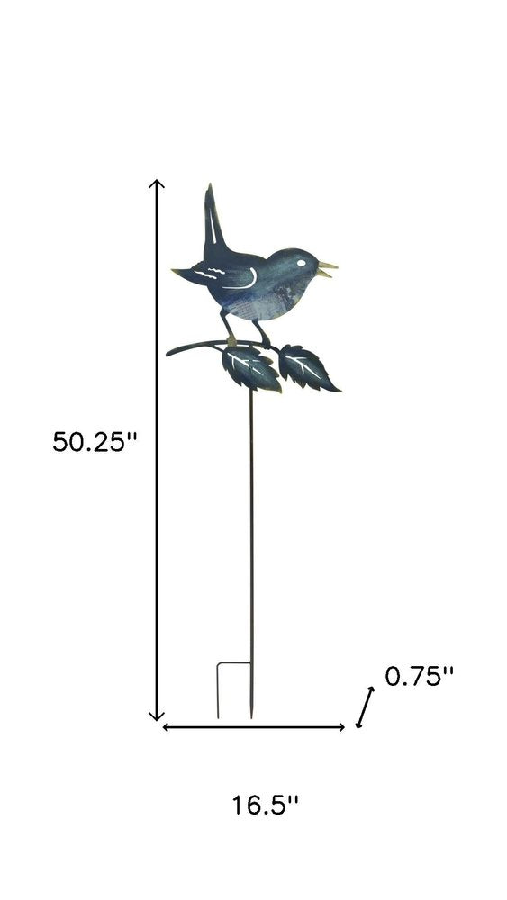 Set of Two Blue Iron Birds Garden Stake