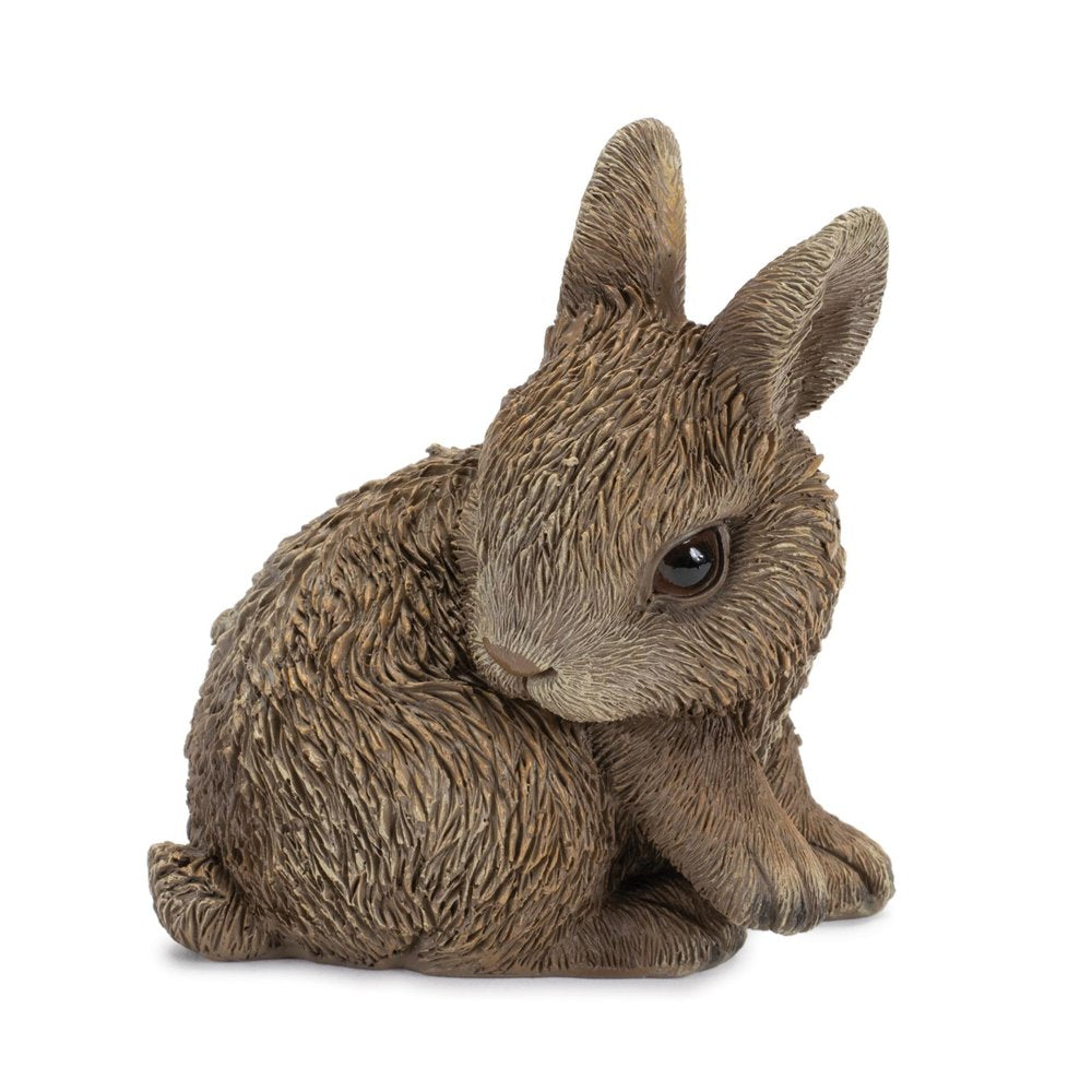 Set of Three Brown Resin Bunny Outdoor Statues
