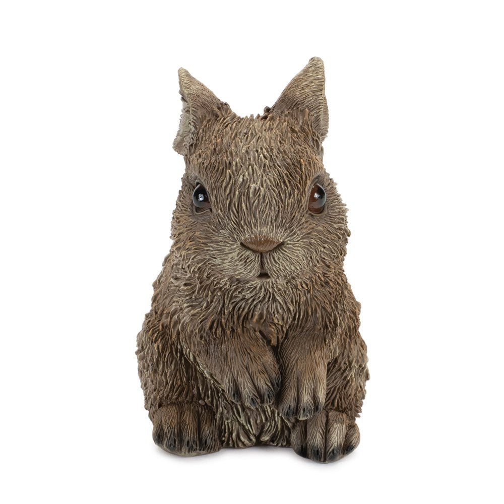 Set of Three Brown Resin Bunny Outdoor Statues