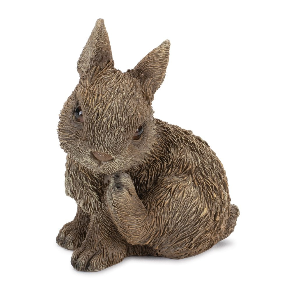 Set of Three Brown Resin Bunny Outdoor Statues