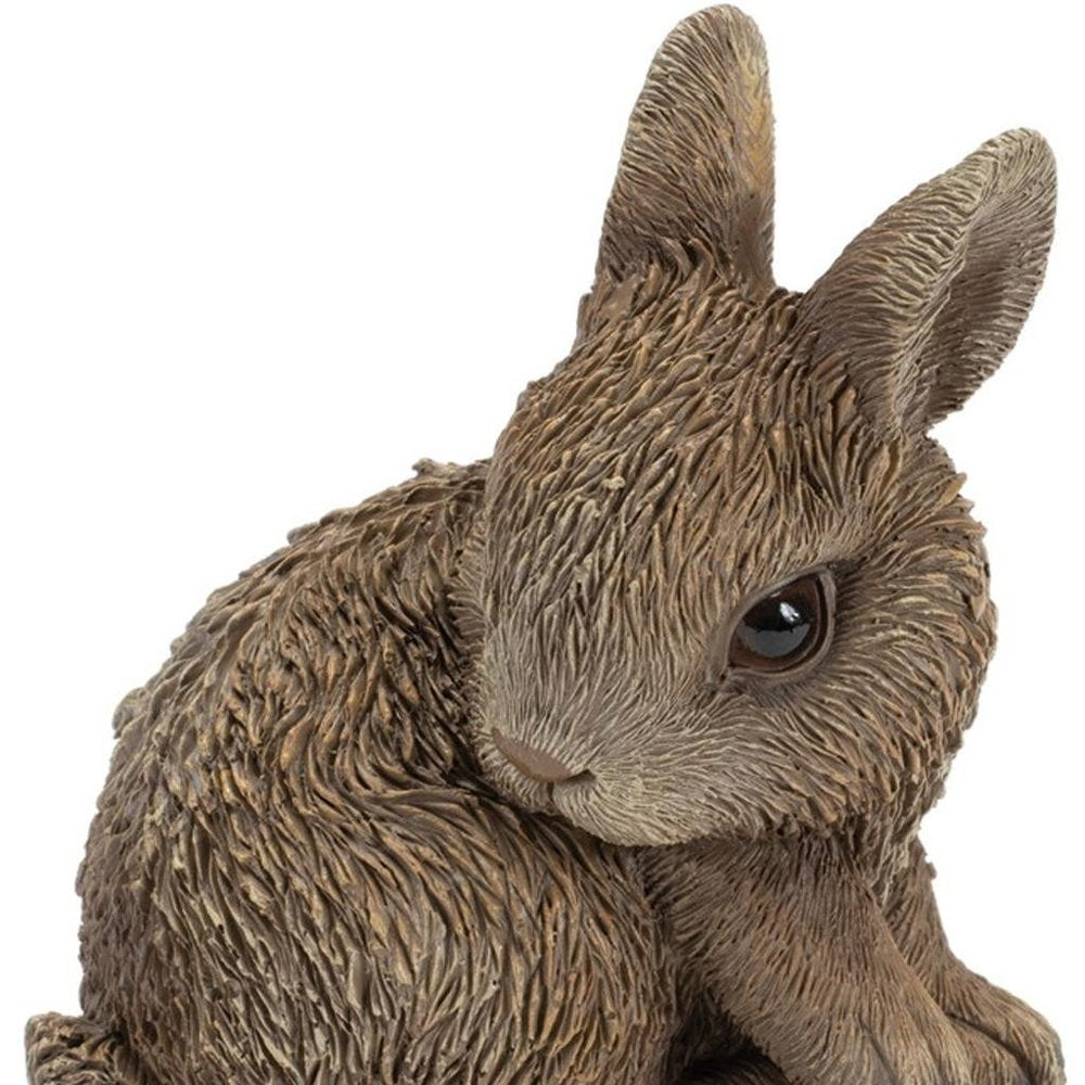 Set of Three Brown Resin Bunny Outdoor Statues