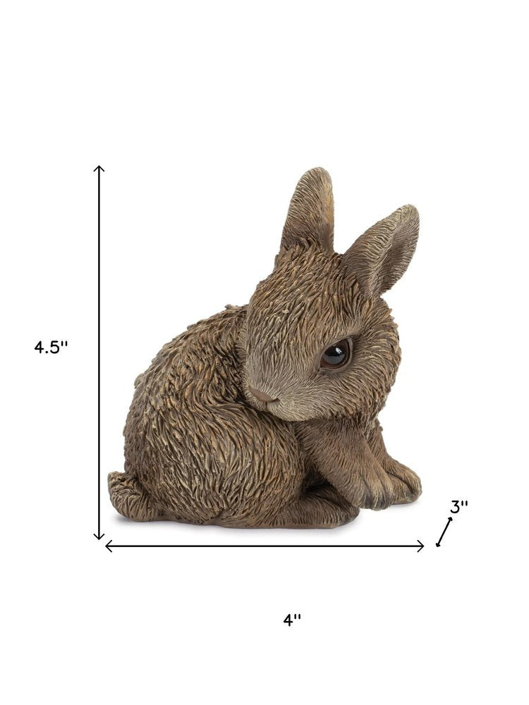 Set of Three Brown Resin Bunny Outdoor Statues