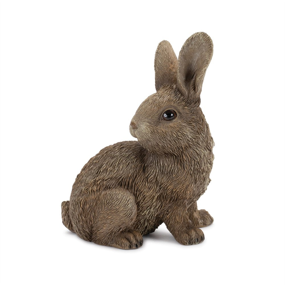 Set of Two Brown Resin Bunny Outdoor Statues