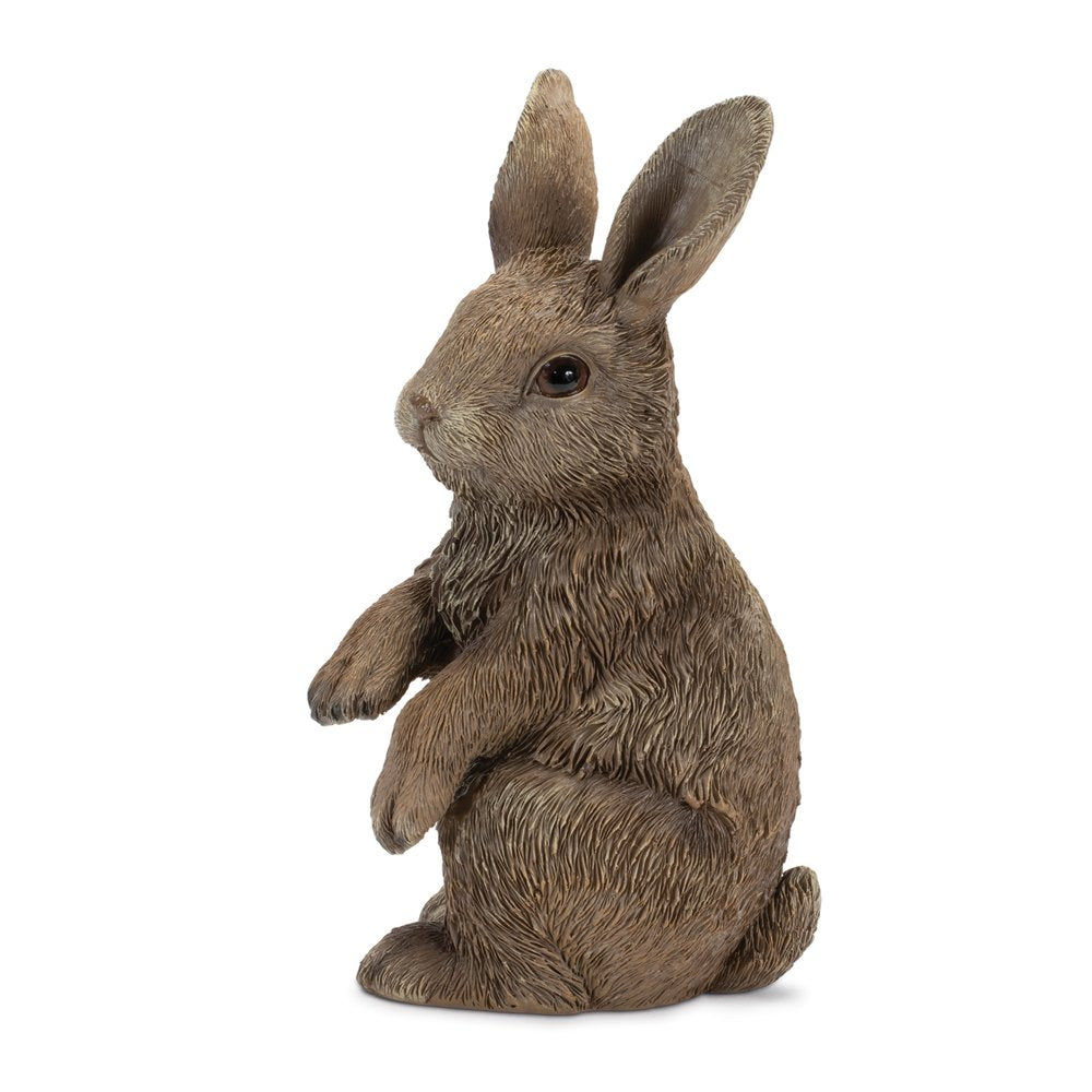 Set of Two Brown Resin Bunny Outdoor Statues