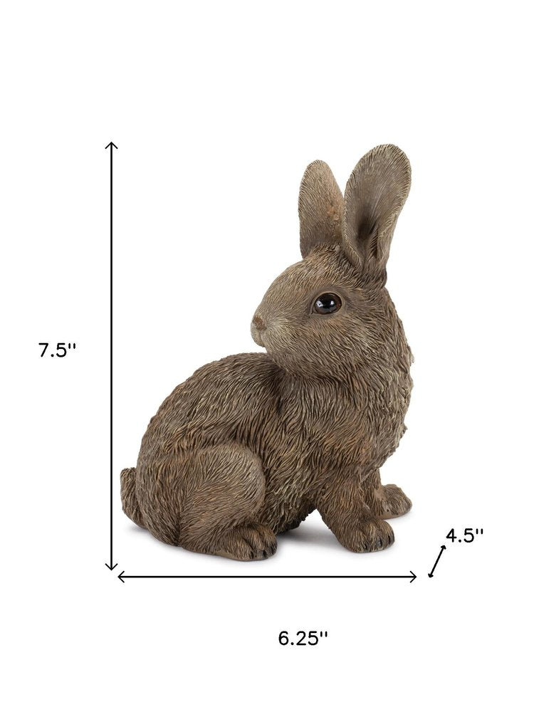 Set of Two Brown Resin Bunny Outdoor Statues