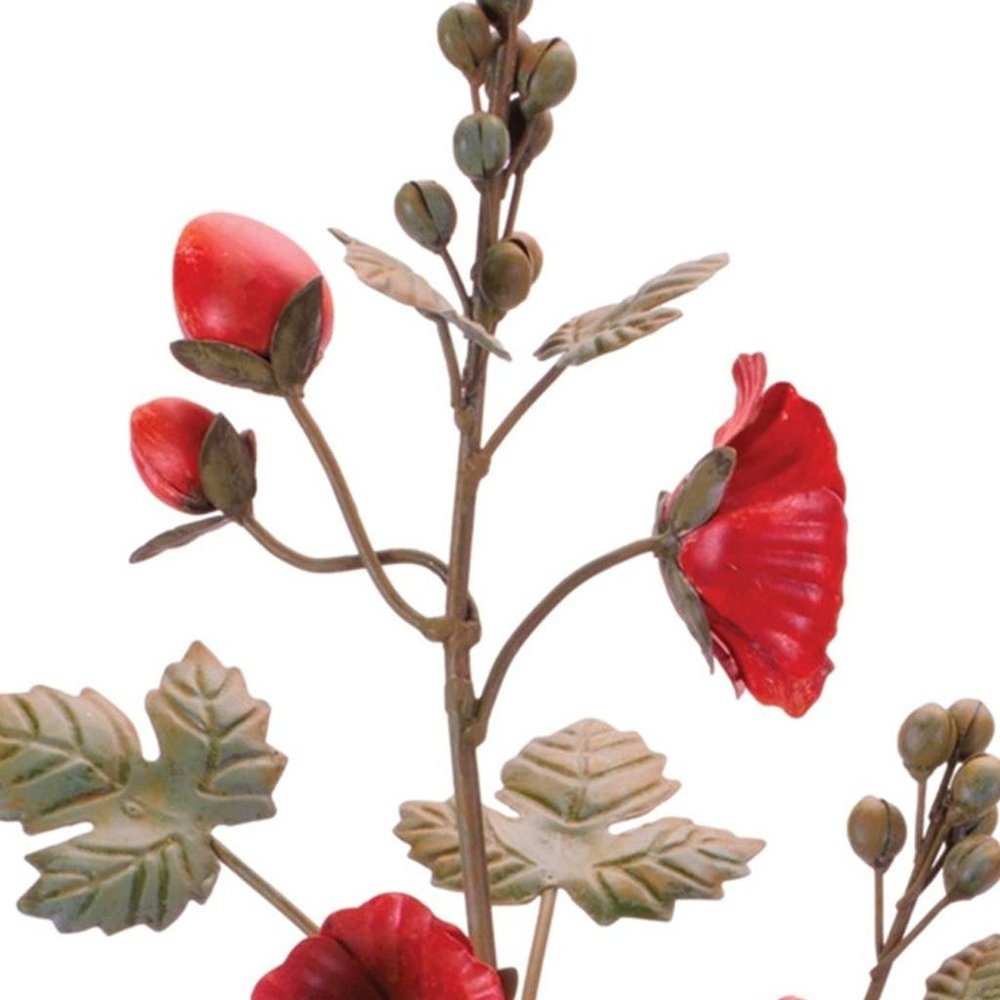 25" Red Iron Floral Bouquet Outdoor Statue