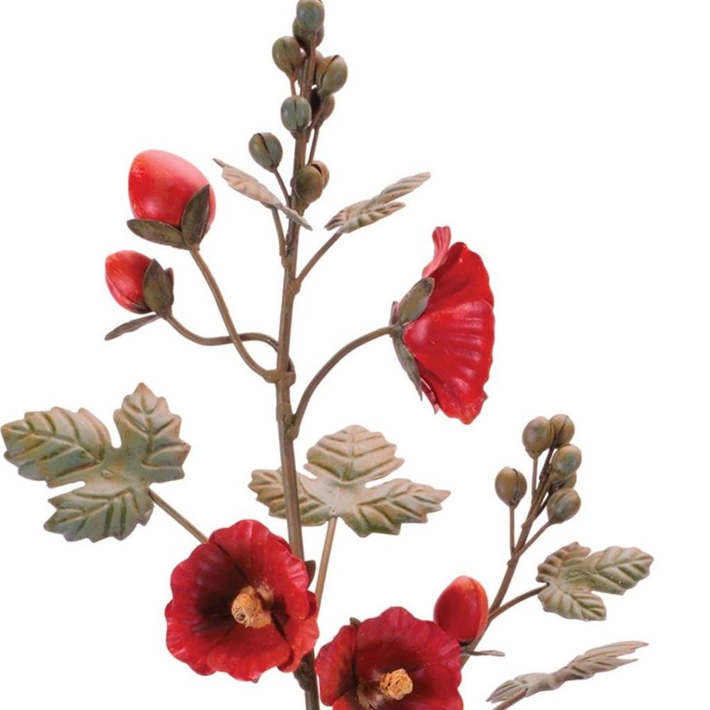 25" Red Iron Floral Bouquet Outdoor Statue