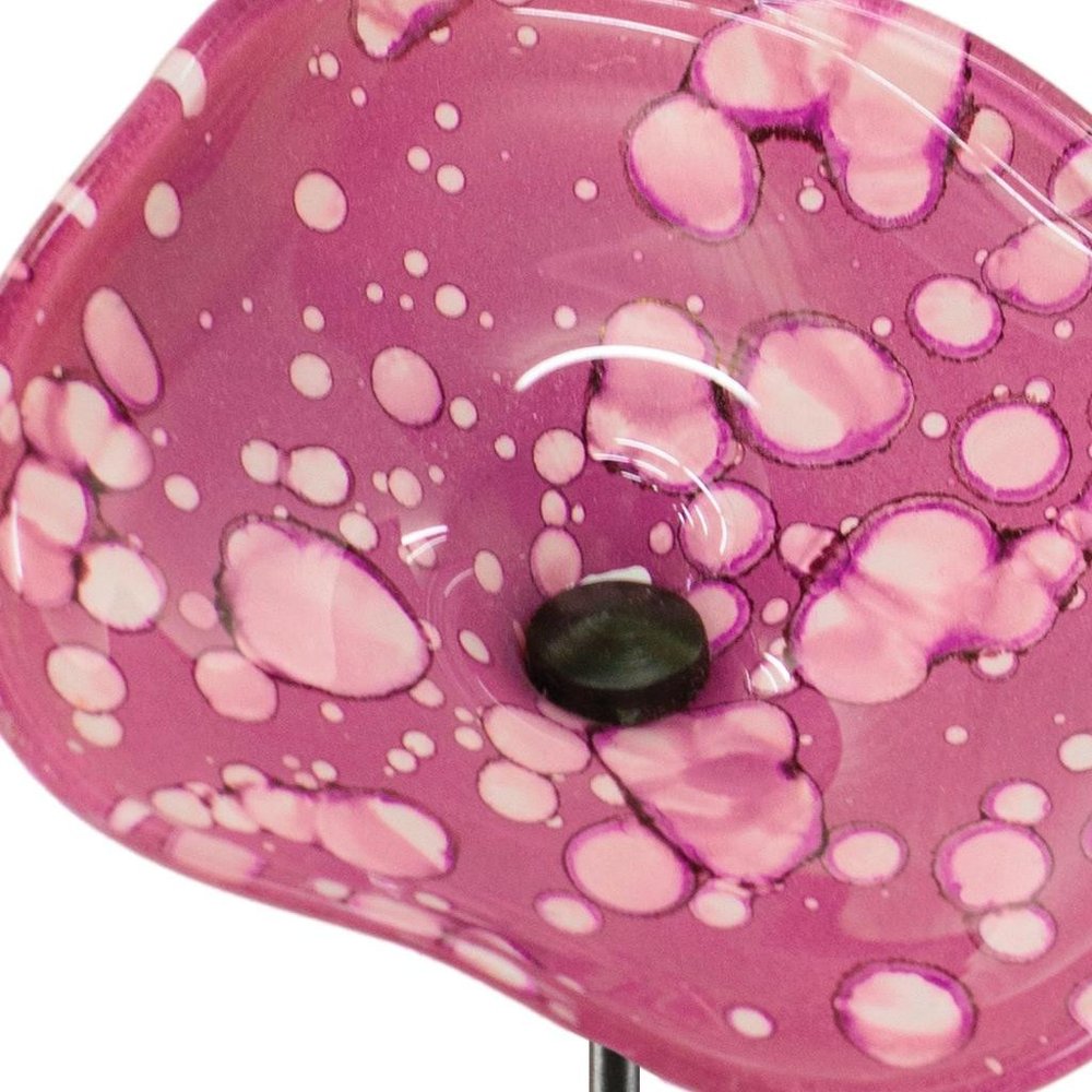 Set of Two Pink Iron Floral Bouquet Garden Stake