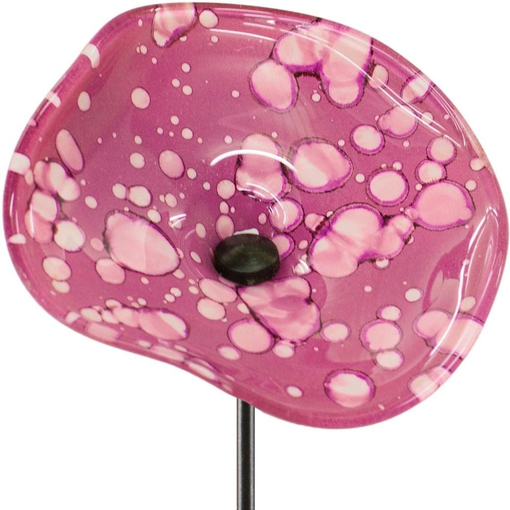 Set of Two Pink Iron Floral Bouquet Garden Stake