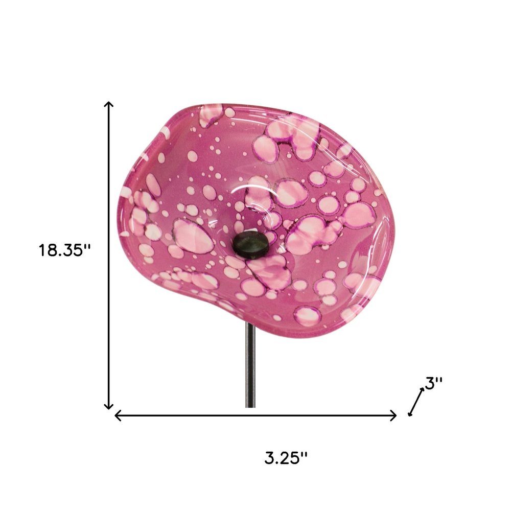 Set of Two Pink Iron Floral Bouquet Garden Stake