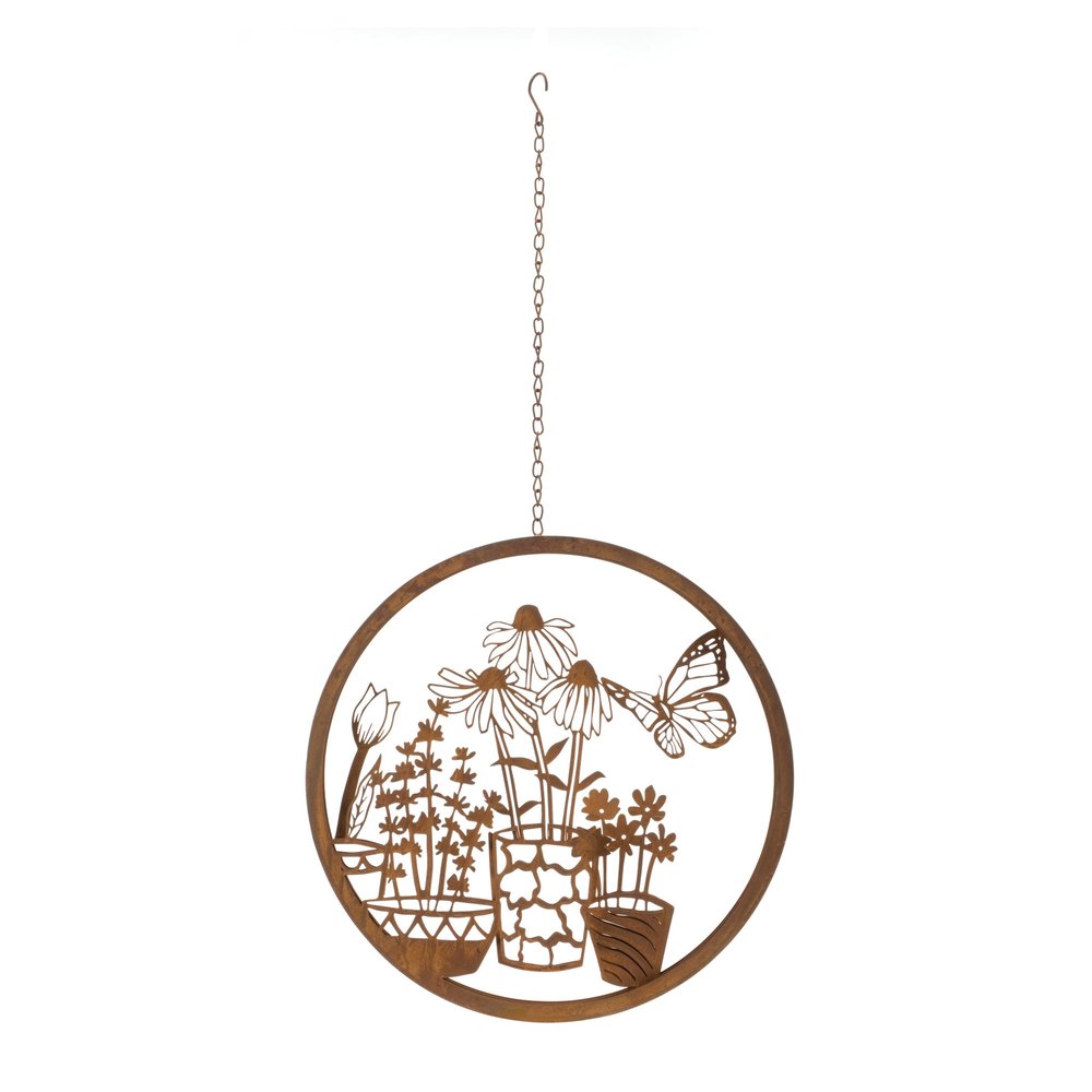 16" Bronze Metal Floral Bouquet Garden Hanging Wall or Door Decor