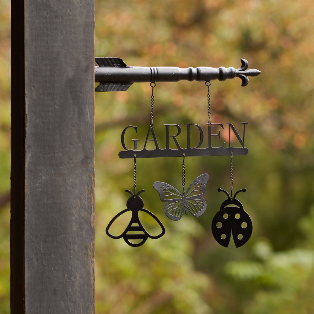 2" Black Metal Garden Hanging Wall or Door Decor