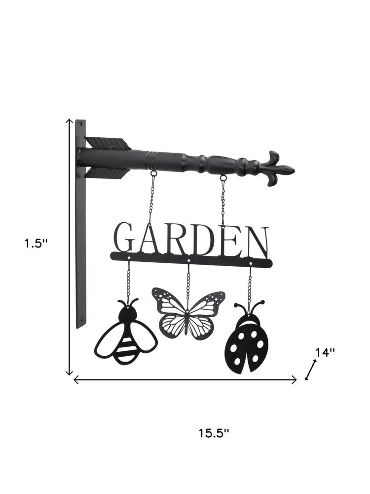 2" Black Metal Garden Hanging Wall or Door Decor