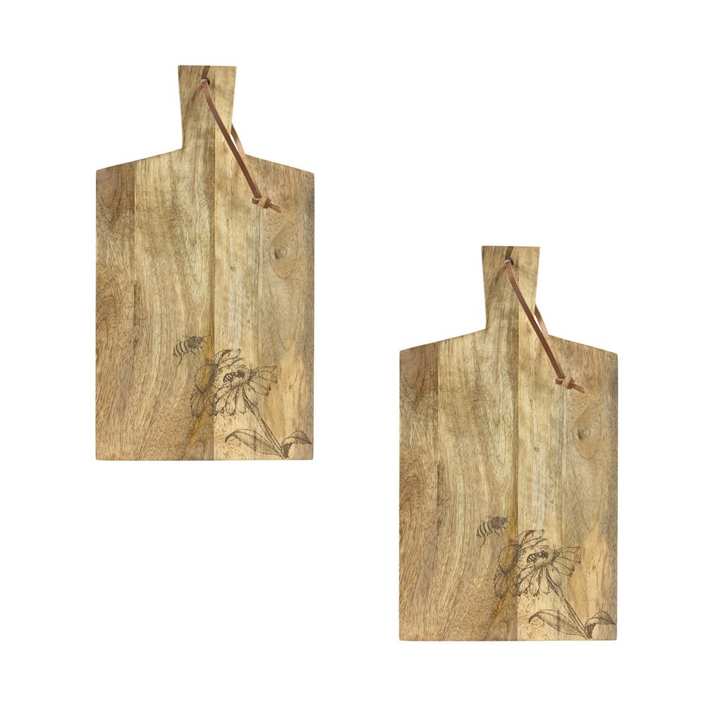 Set of Two Brown Solid and Manufactured Wood Cutting Boards