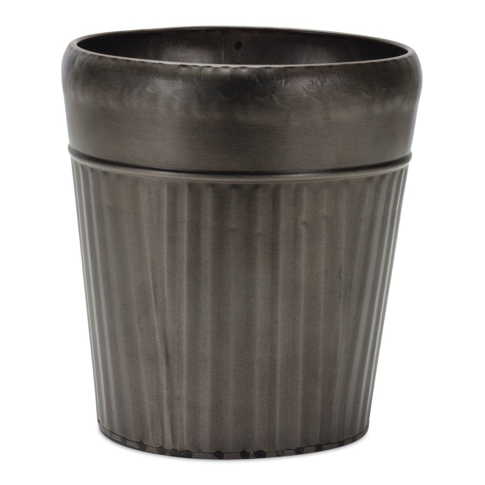 Set of Three Pewter Metal 12 Ounce Round Pot Planters