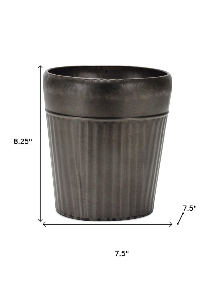 Set of Three Pewter Metal 12 Ounce Round Pot Planters