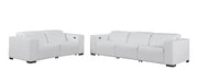 Two Piece White Genuine Leather Five Person Seating Set