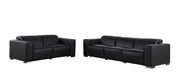 Two Piece Black Genuine Leather Five Person Seating Set