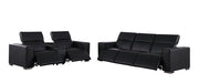 Two Piece Black Genuine Leather Five Person Seating Set