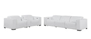 Two Piece White Genuine Leather Five Person Seating Set