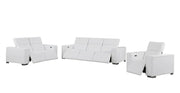 Two Piece White Genuine Leather Five Person Seating Set