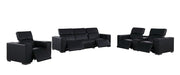Two Piece Black Genuine Leather Five Person Seating Set