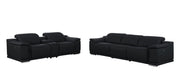 Two Piece Black Genuine Leather Five Person Seating Set