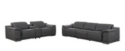 Two Piece Dark Gray Genuine Leather Five Person Seating Set