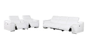 Two Piece White Genuine Leather Five Person Seating Set