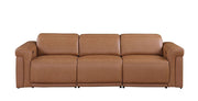 Two Piece Chestnut Italian Leather Five Person Seating Set