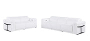 Two Piece White Italian Leather Five Person Seating Set