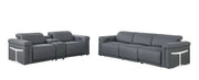 Two Piece Dark Gray Italian Leather Five Person Seating Set